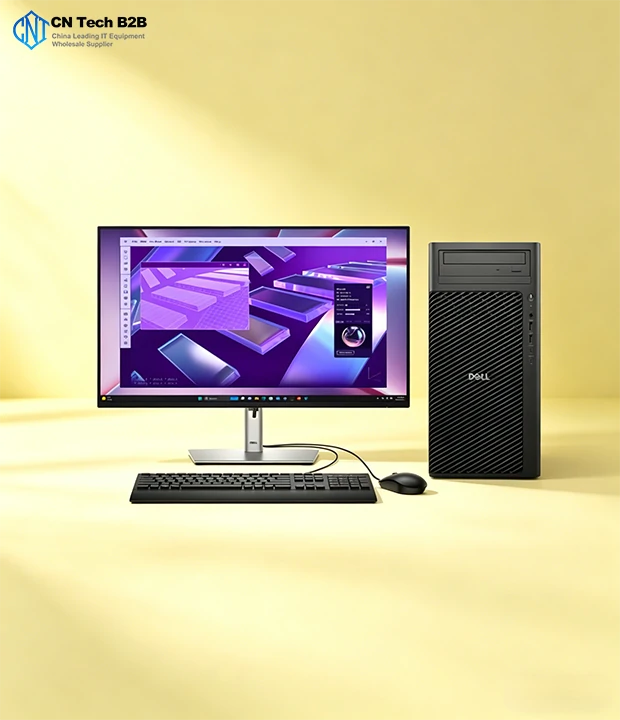 Dell Pro Max Tower T2 complete workstation setup with monitor keyboard mouse, ready to run local AI applications and enterprise productivity tasks