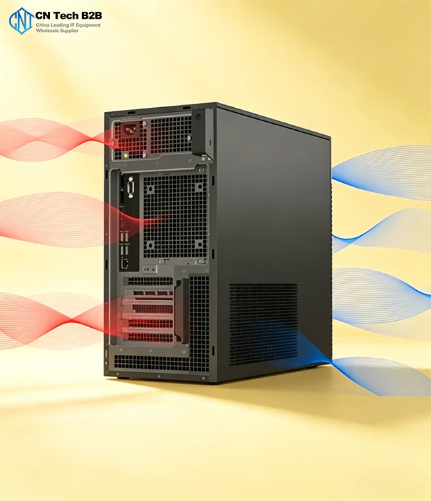 Dell Pro Max Tower T2 optimized airflow cooling architecture, superior heat dissipation for high load AI and large model running