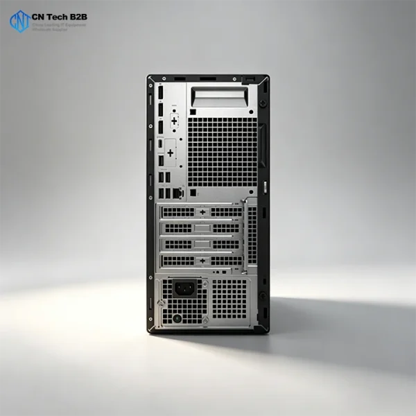 Dell QBT1250 desktop tower rear back view, full expansion slots, rich connectivity ports for monitor, peripherals and external upgrades