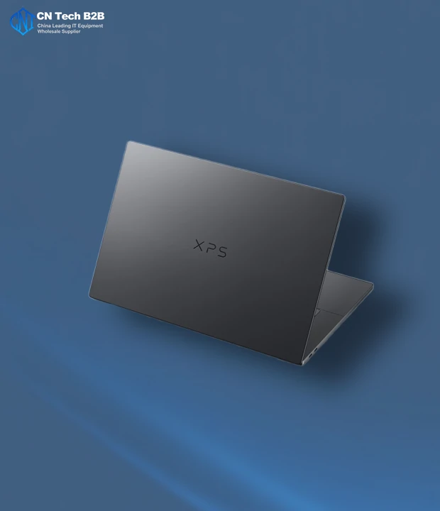 Dell XPS 16 2026 closed back view, XPS logo, premium aluminum lid, flagship laptop design