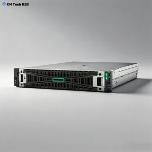 HPE ProLiant DL345 Gen11 single-socket 2U rack server, front panel studio hero view, high-performance AMD EPYC powered enterprise data center server