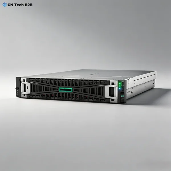 HPE ProLiant DL345 Gen11 single-socket 2U rack server, front panel studio hero view, high-performance AMD EPYC powered enterprise data center server