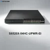 Front view of H3C S6520X-54HC-UPWR-EI PoE switch, 48x10GBASE-T PoE+ ports with 6x40G QSFP+ uplinks, high-power Layer 3 enterprise switch