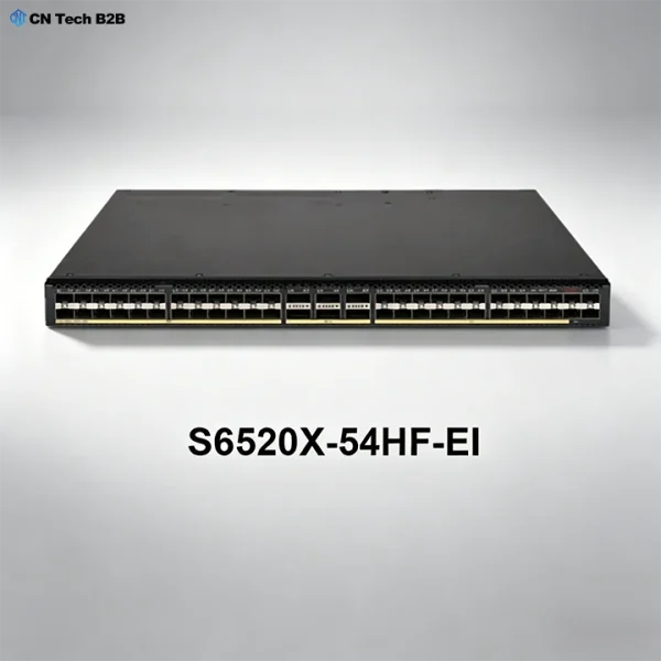 H3C S6520X-54HF-EI enterprise switch studio hero view, 48x10G SFP+ and 6x40G QSFP+ ports, high-performance Layer 3 core/aggregation switch
