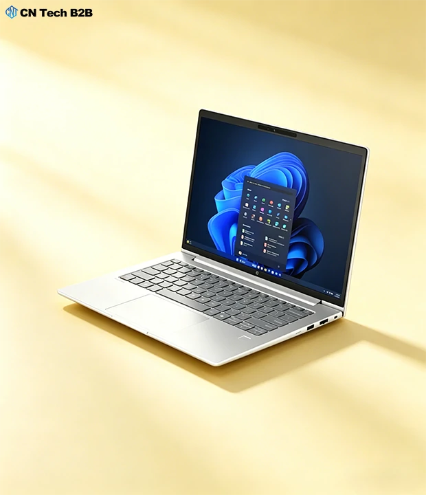 HP ProBook 4 G1i laptop display showing Windows 11 interface with AI features, highlighting crisp visuals and modern OS integration