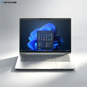 HP ProBook 4 G1i AI PC laptop studio hero view, silver design with Windows 11 interface, business-ready 14-inch thin-and-light notebook