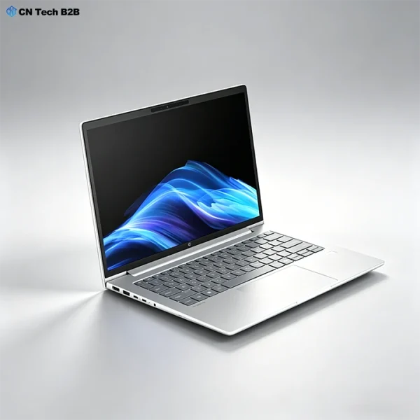 Side view of HP ProBook 4 G1i laptop showing slim profile, silver chassis, and compact hinge design for business mobility