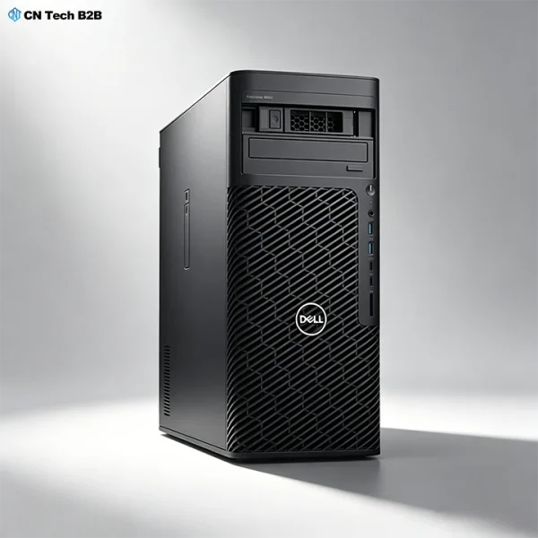 Dell Precision T5860 mid tower workstation front side view with optical drive bay, Intel Xeon W CPU for CAD 3D rendering and simulation