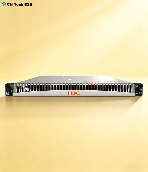 Full front view of H3C R4700 G6 ventilation grille variant with central red H3C logo under warm yellow studio background