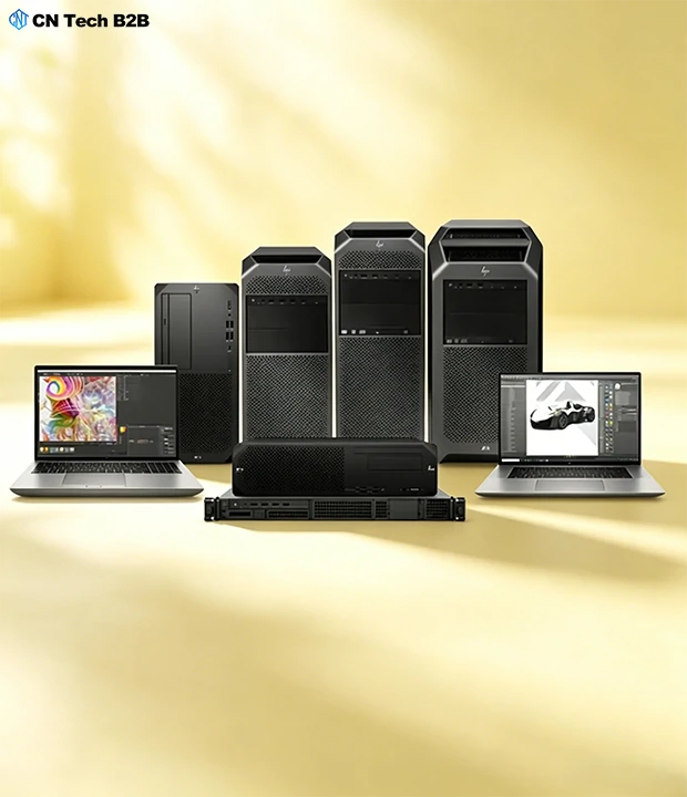 Full HP Z Workstation portfolio comparison including Z2 G9 tower, high-end Z towers, mini workstations and ZBook mobile laptops