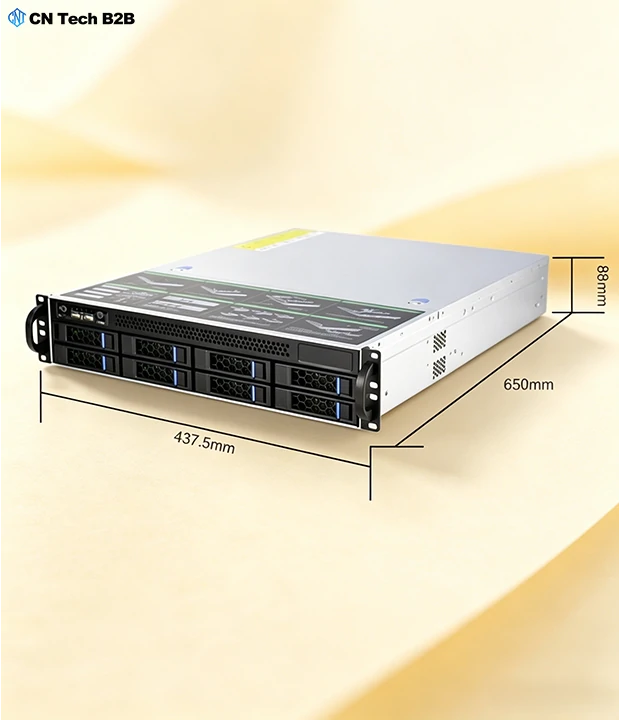 2U rack mount rails and customizable enterprise server components
