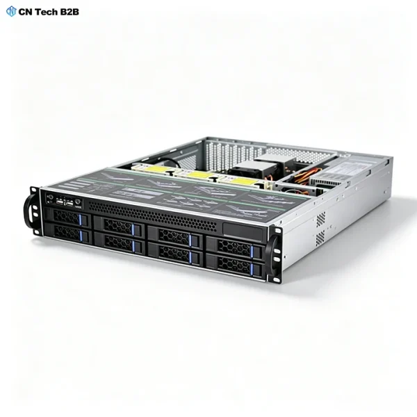 Rear view of CNETX-S26508 server showing I/O ports and redundant power supply