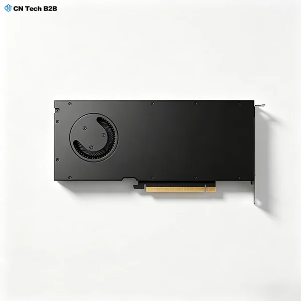 NVIDIA RTX 4000 Ada 20GB graphics card metal backplate top down flat view single slot blower cooling