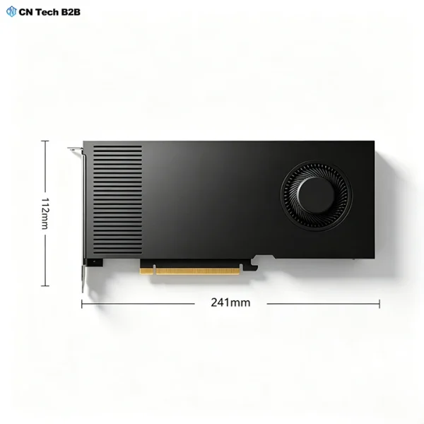 NVIDIA RTX 4000 Ada 20GB GPU dimension spec flat view labeled 241mm length 112mm height single slot