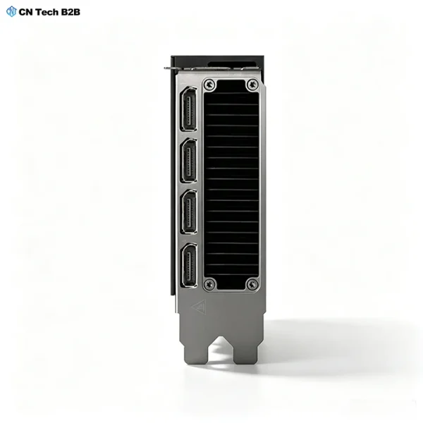 NVIDIA RTX 4500 Ada 24GB graphics card IO bracket close up four displayport multi-monitor workstation ports