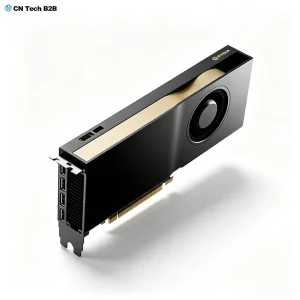 NVIDIA RTX 4500 Ada 24GB professional workstation GPU angled full card shot gold trim single slot blower graphics card