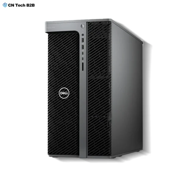 Dell Precision T7960 Tower Workstation left front angle showing power button, USB ports, and SD card slot