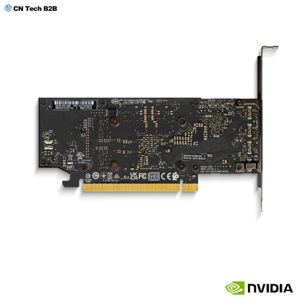 NVIDIA RTX A400 4GB GPU — Back View Showing Compact PCB Layout and Single-Slot Form Factor NVIDIA RTX A400 4GB GPU back view showing PCB layout, PCIe connector and metal I/O bracket