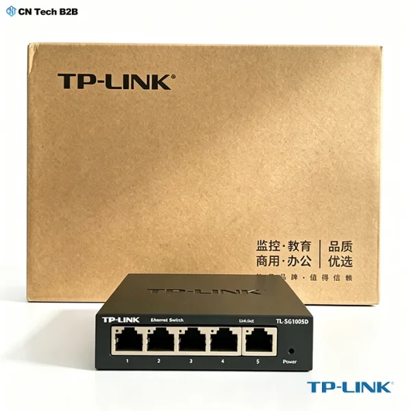 TP-Link TL-SG1005D 5-port Gigabit Ethernet switch front view with RJ45 ports and LED indicators