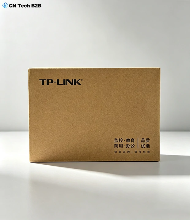 TP-Link TL-SG1005D retail packaging box showing brand logo and network application scenarios