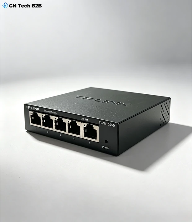TL-SG1005D fanless switch side ventilation holes for passive cooling and heat dissipation
