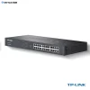 TP-Link TL-SG1024T front panel showing 24 Gigabit RJ45 ports, LED indicators, and mode switch