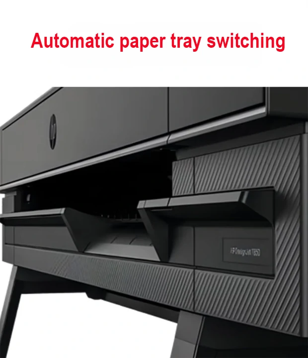 HP DesignJet T850 MFP automatic paper tray switching dual tray system close-up