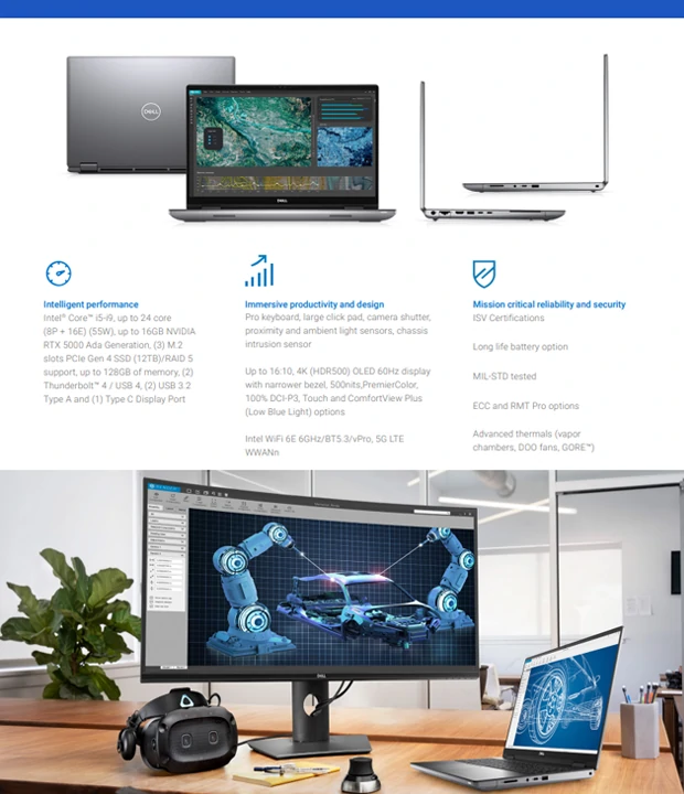 Dell Precision 7680 features overview Intel Core i9 RTX 5000 Ada graphics ISV certified mobile workstation